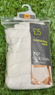 Marks & Spencer Women s 5 Pack Full Briefs 100 % Cotton  Size 10 NIB Underwear
