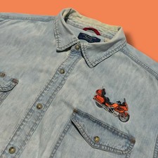 Vintage Levi s Pearl Snap Denim Shirt Men s Size 2XL Blue Western 90s USA Light