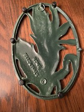 Vintage Corn Stalks Green Cast Iron Trivet Ho...