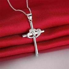 2 Ct Round Cut White Moissanite Women's Cross Pendant 14K White Gold Plated