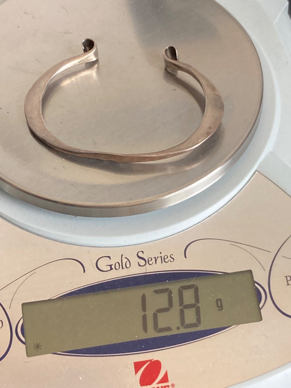 Sterling Silver Hammered Scroll Cuff Bracelet Han… - image 7