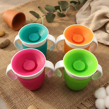 Leak-Proof Rotatable Magic Learning Cup for Babies - 240ml Silicone Sippy Cup -