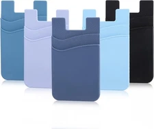 5 Pack Phone Wallet Stick-On - Silicone Card Holder for All Phones, Double Pocke