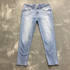 Vigoss Jeans Womens 31 Thompson Tomboy Mid Rise Tapered Blue Stretch Denim