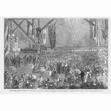 LONDON Laying Foundation Stone of Merchant Seaman's Orphan Asylum old Print 1861