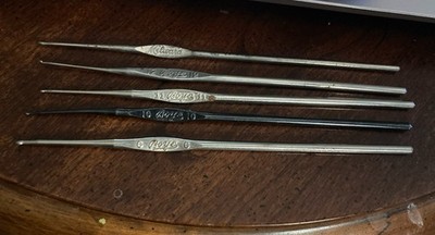 Boye Stainless Crochet Hooks Sizes 6, 10, 11, 12 Lace Needle Work plus Milward 9