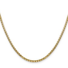14K Yellow Gold Box Chain Necklace, 2.45 mm