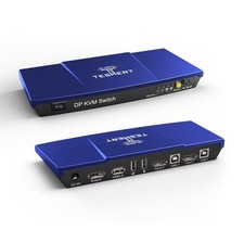 1x DisplayPort KVM Switch 4K 60Hz 2 Computers 1 Monitor USB Hotkey Remote. NEW