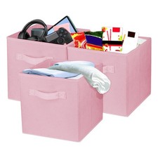 3 Pcs Storage Cubes, 10.5 Inch Collapsible Storage Bins, Fabric Foldable Bins...