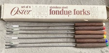 Set Of 6 Oster Fondue Forks Multicolor Tip Stainless Steel w/Box Japan