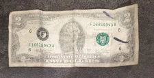 2003 $2 Dollar Bill (Major Printing Errors) Black ink, Misalignment Error & Doub