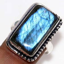 Fiery Labradorite 925 Silver Plated Ring US 9.5 Party Theme Jewelry Trendy GW