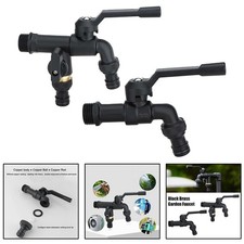 Weather Resistant Black Copper Faucet Dual Outlet Antifreeze Outdoor Faucet 12