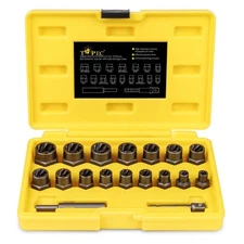 Topec Stripped Bolt Extractor Kit, 18-Piece Bolt Extractor Socket Set, 3/8" D...