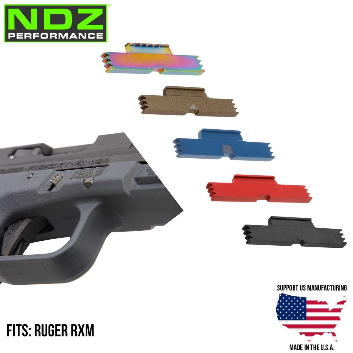 NDZ Ruger RXM ESLL Extended Slide Lock Lever Stainless Steel