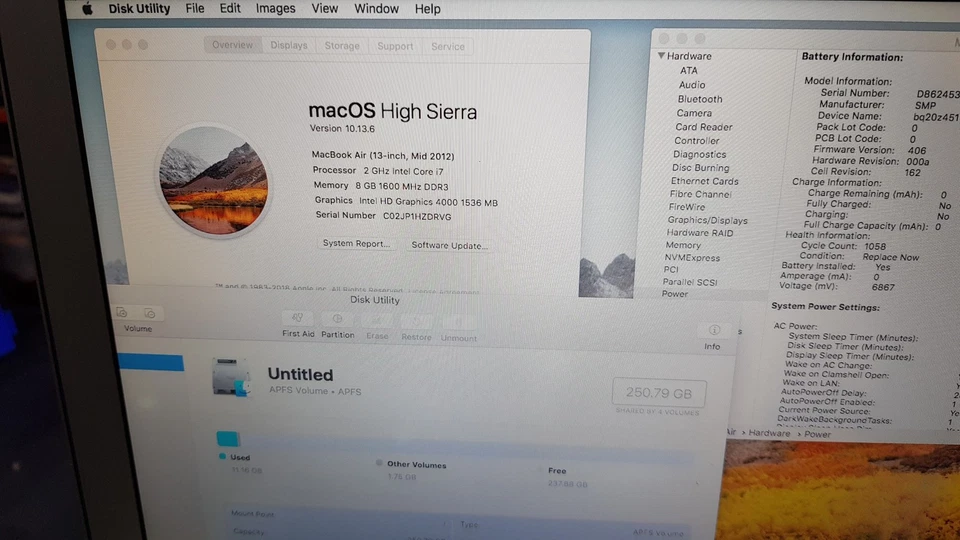 Apple MacBook Air 13" 2012 · i7 · 8GB · 250GB, photo 4 of 5
