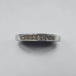 14K White Gold Channel Set Diamond Wedding Band Ring Size 7.5 3.03g 585