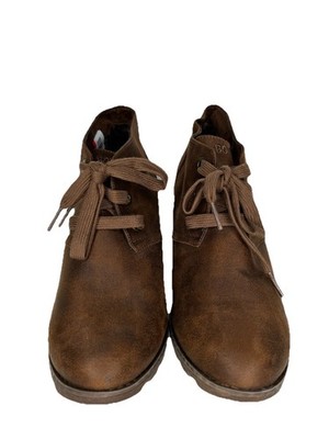 Bobs Wedged Booties Brown Faux Fur Lining Women 9.5 Memory Foam Cush Insole