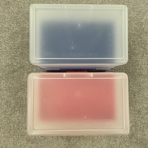 Vtg Spacemaker Jumbo Large Pencil Box Storage Crayon Marker Pink Blue Y2K - Picture 9 of 15