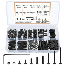 615 Pcs M2 Screw, Assortment M2 Bolts and Nuts Kit Hex Socket, Button Head Cap S