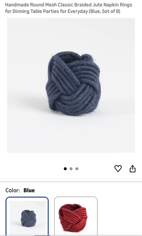 Handmade Round Mesh Classic Braided Jute Napkin Rings (Blue, Set of 8)