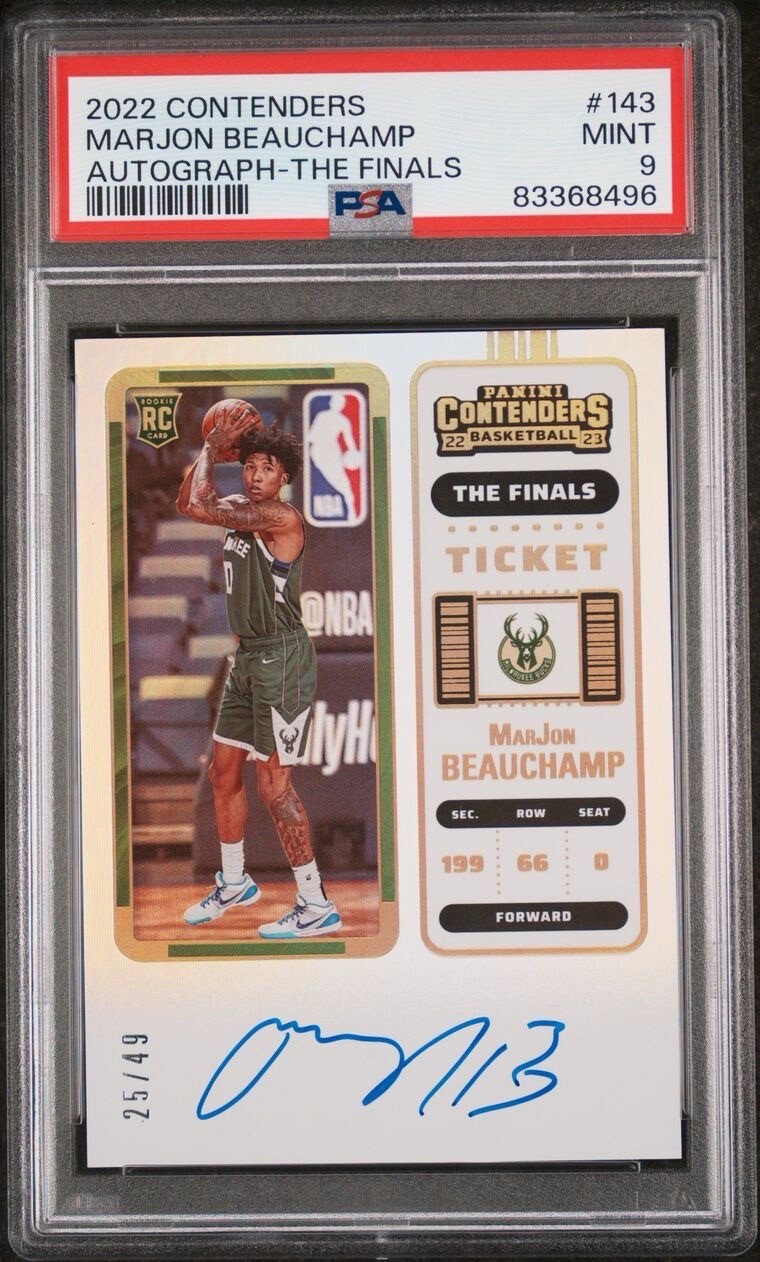 2022 Contenders Marjon Beauchamp the Finals Ticket Auto /49 PSA 9 #143 Rookie 🔥