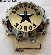 1 New Chrome American Force 10 Lug Front Dually AFX320 Wheel Center Cap w Screws