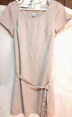 H & M Designer Dress Tan Color Lighweight w/Silver Beaded Embellishment  Size 8 | eBay