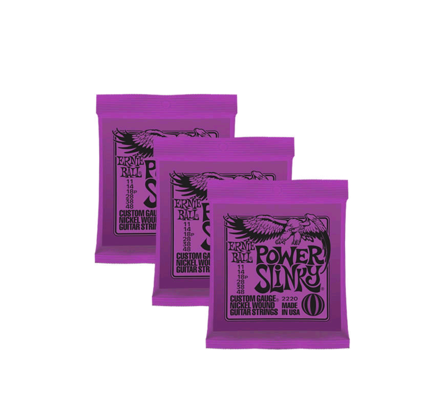 3 Packs / 3 Sets of Ernie Ball 2220 11 48 Power Slinky Electric Guitar