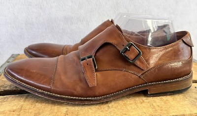 Aquila Brown Leather Dress Shoes Double Monk Strap Men’s Sz Business  Office