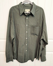 Eddie Bauer Men's XXL Plaid Button Down Long Sleeve Shirt Pocket Green EUC