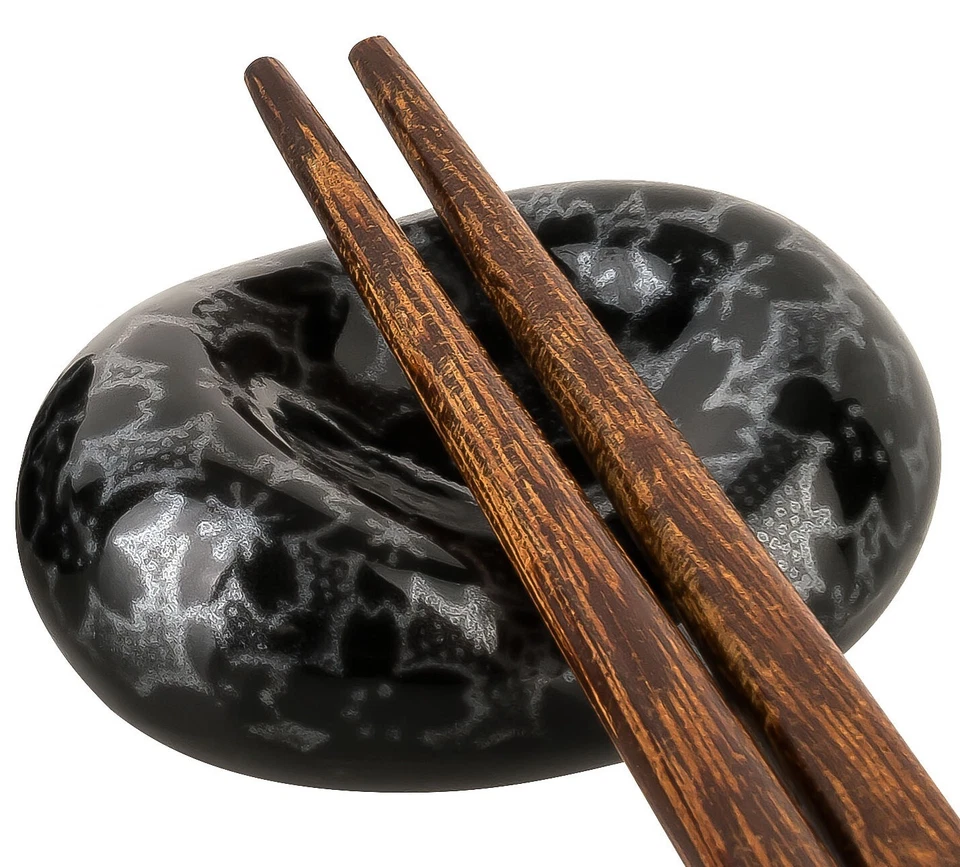 Essstäbchen Geschenk Set KOBAN Sakura Kirschblüte Schwarz Porzellan aus Japan - Bild 3 von 4