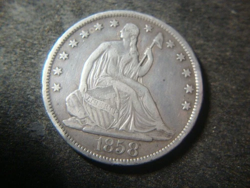 1858-S VF XF Seated Liberty Half Dollar Nice Looking Coin CAL