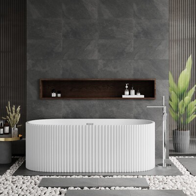 British Baths Glaisdale geriffelte freistehende weiße Acryl Badewanne 1700 x 780 - NEU!