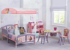 Little Girls Toddler Canopy Bed Disney Princess Kids Side Rails Children New