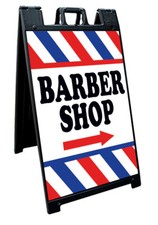 Letrero Signicade marco en A acera sándwich pavimento letrero - TIENDA DE PELUQUERÍA wb-k