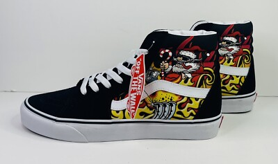 Vans Sk8-Hi Santa Flame Suede Canvas Black Size 8.5 - 10 BRAND NEW