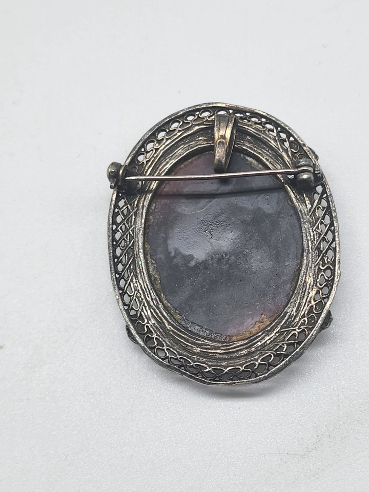 Vintage Molded Amber Glass Cameo Filgree Framed Brooch Pendant eBay