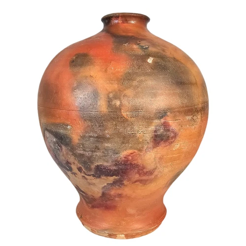 Vintage Ceramic Ash Glaze Vase Studio Art Pottery Rust 11.5"