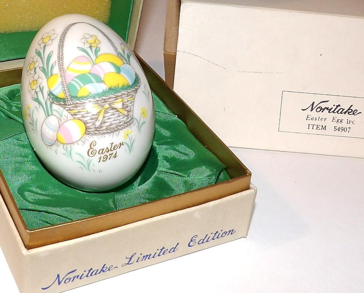 Noritake Bone China EASTER EGG Baket with Yellow Ribbon 1974 Fourth LE