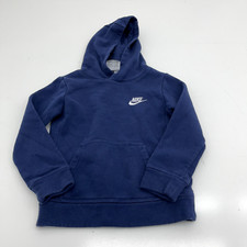 Nike Navy Blue Embroidered Long Sleeve Hoodie Boys Size X-Small