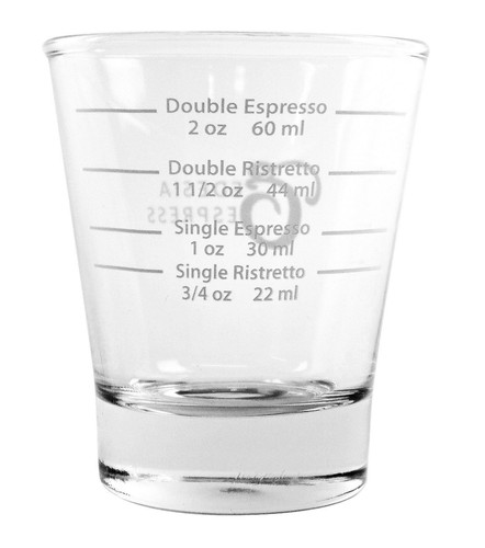 White Lined Espresso Shot Glass Measure For Coffee Espresso Machines - 85ml
