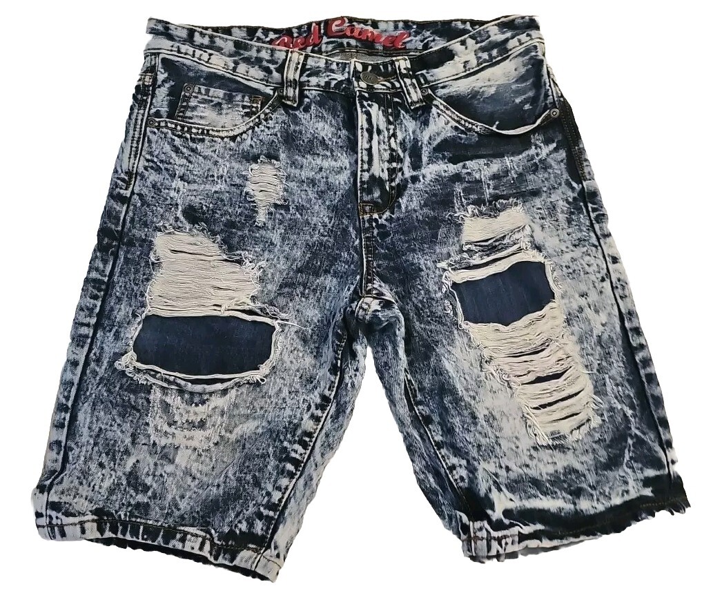 Red Camel Jean Shorts Men's Size 31 Denim Distressed Bleached Acid