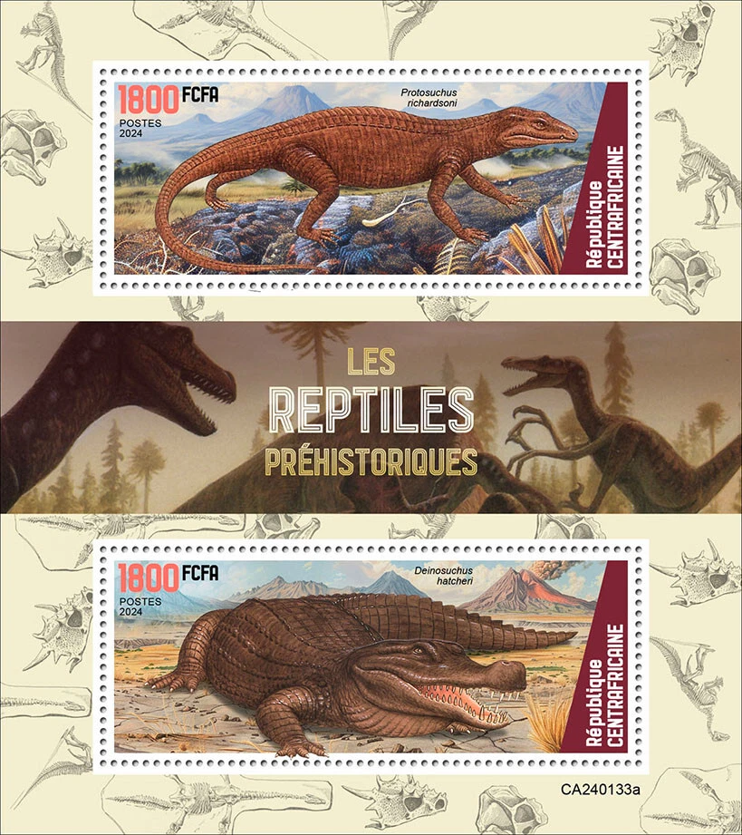 Prehistoric Reptiles MNH Stamps 2024 Central African M/S - Image 1 of 1