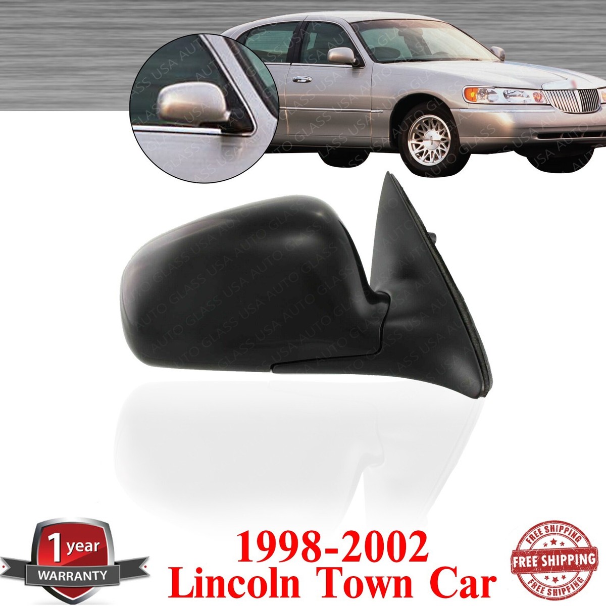 Passenger Side Heated Power Mirror – Fits Lincoln Town Car 1998-2002 – FO1321204