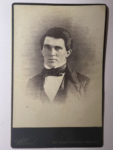 Cabinet Card Photograph Photographer Philadelphia PA Bland Young Man - Picture 1 of 2