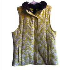Zella Kid's 14 Neon Green Winter Snowflakes Puffer Vest