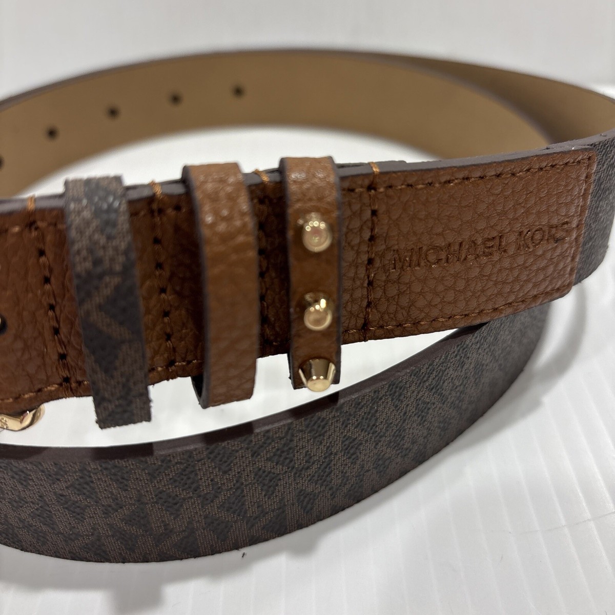 Michael Kors Womens MK Logo Belt 552808 Brown Medium for sale