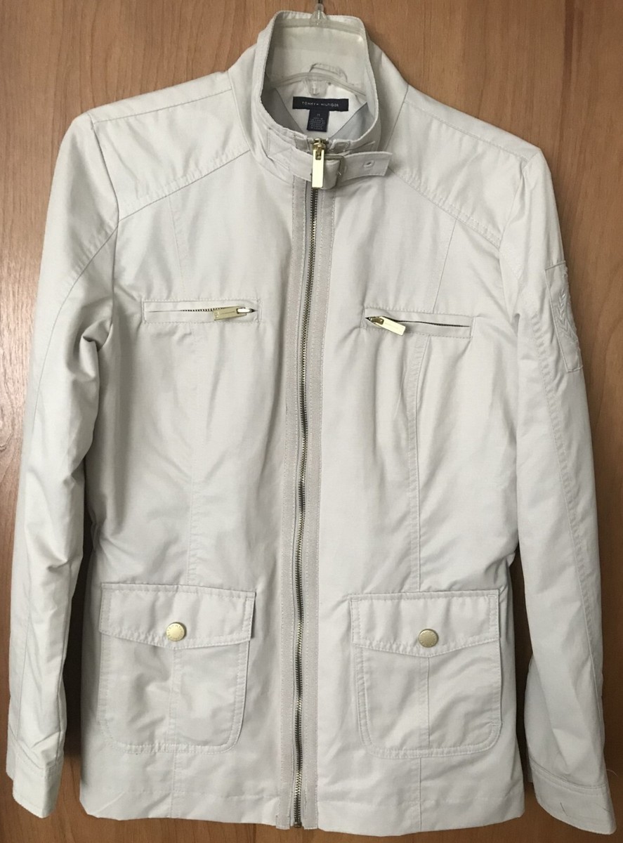 Tommy Hilfiger Ladies Rain Lightweight Ivory Jacket Zip Closure  display picture 1