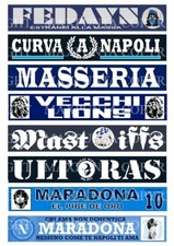 NAPOLI 8 ADESIVI PLASTIFICATI " TIFOSI ULTRAS TIFOSERIE "  misure 3 cm. x 18 cm.